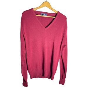 Steeplechase Mens Size M Dark Res V-Neck Sweater Knit Pullover Classic